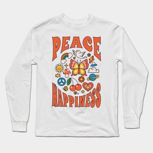 Groovy peace happiness 70s vibe Long Sleeve T-Shirt